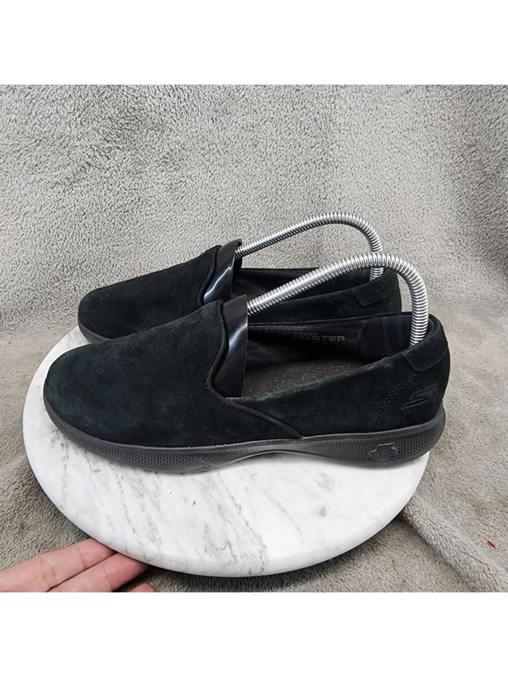 Skechers Shoes Womens Size 8 Goga Max Black Suede Slip-On Comfort *Read*